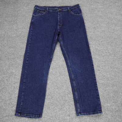 Wrangler Jeans Men 40 Blue Denim Straight Leg Logo Basic Pockets Casual 40x32