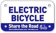 ELECTRIC BICYCLE - Electric Scooter Bicycle License Plate 4"x7"