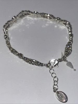 Claires, versilb. Strass-Armband,6.7g, L-22cm,B-1cm,ungetragen