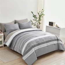 5 Piece Bed in a Bag Stripe Comforter Set Twin Twin 5 Piece Set Light Grey