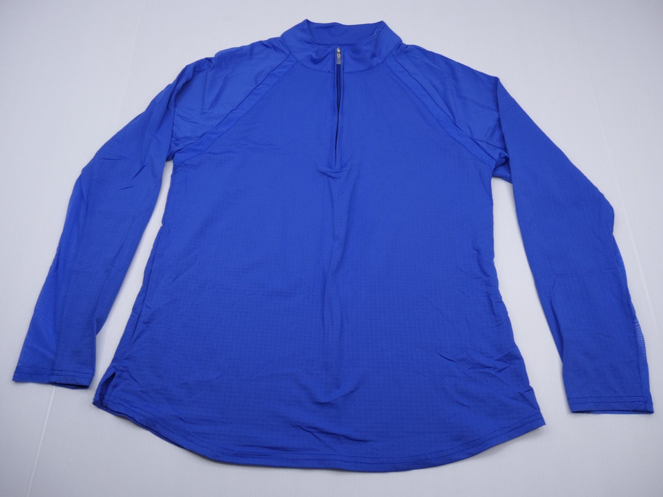 San Soleil Blue 1/4 Zip long sleeve top Sz M Activewear Gym Workout Mesh UV50+