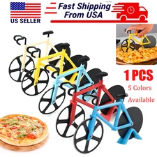 Bicycle Pizza Cutter Non stick Dual Stainless Steel Pizza Cutter Wheels w/ Stand