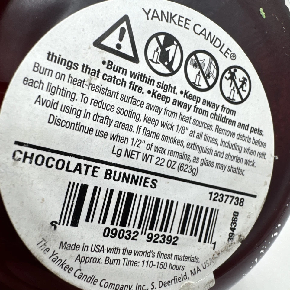 Yankee Candle Easter Chocolate Bunnies Collector's Edition Large 22oz Retired - Image 3 of 4
