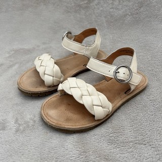 Next Premium Girl Pretty Soft Leather Plaited Sandals UK 10 EUR 28 Cream/ White