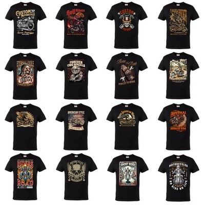 Motorrad T-Shirt Herren Biker Vintage Skull Custom Bike Geschenk