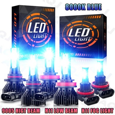 For Mitsubishi	RVR 2011-2019 Blue LED Headlight High&Low Beam+Fog Light Kit
