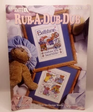 Leisure Arts Rub-A-Dub-Dub Cross Stitch Patterns, Bathroom Decor, Pigs, Bears