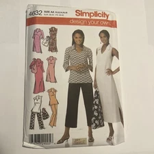 Uncut Simplicity Sewing Pattern 4632 Dress Tunic Pants Bag Sz 10-12-14-16-18