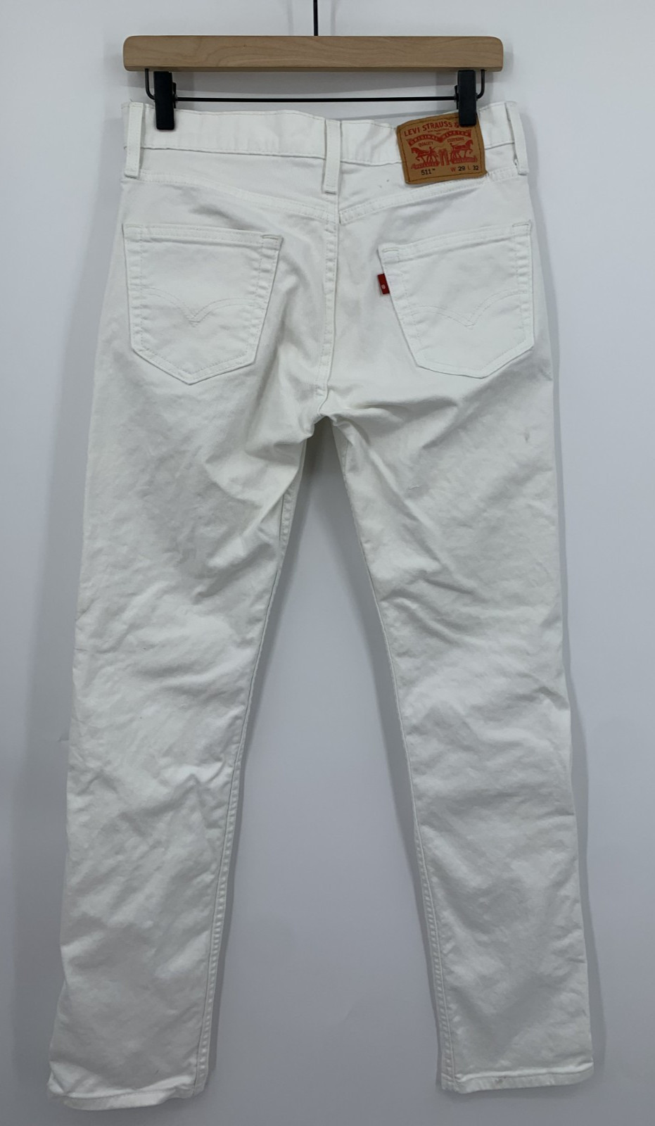 Levis 511 Jeans Mens 29x32 White Slim Fit Straight Leg American Denim Pants thumbnail 3