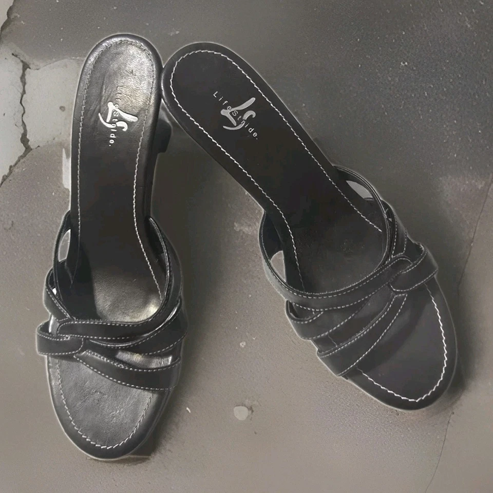 Life Stride Forum Mujer Marrón Oscuro Cuña Tacones Mula Zapatos Sandalias 7.5 Punta Abierta Foto 3 de 4