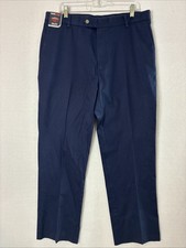 NWT ROUNDTREE YORKE Men s travelSMART Classic Pants 36x32 Navy Blue Flat Front