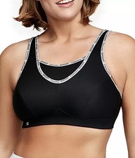 Glamorise 38E Camisole No Bounce Black/Gray Sport Bra NEW 