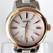 Seiko Ladies Radio Solar Watch Gold White Dial Used SA1006