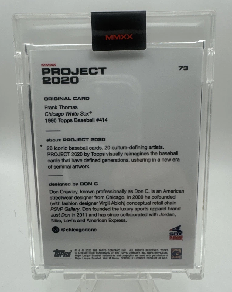 TOPPS PROJECT 2020 1990 FRANK THOMAS BY DON C #73 PRINT RUN 11969 SP PRESALE - Image 2 of 2