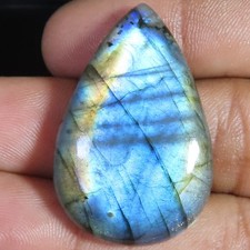 LABRADORITE pear shape cabochon loose gemstone 55.95 Carat. 24 x 38 x 07 mm 