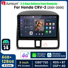 8Core 6+128G Android14 Carplay Stereo Radio GPS Navi SWC For Honda CRV 2001-2006