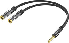 3.5Mm Headphone Mic Splitter Adapter - 1 Male to 2 Female Headset