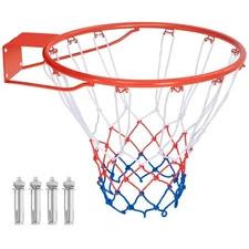 18" Basketball Rim Wall Door Mounted Basketball Hoop w/ All Weather Net