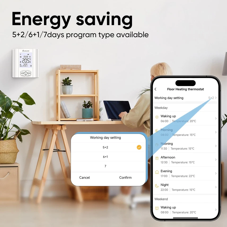 SALCAR Smart Thermostat Boiler WLAN Heizungsthermostat T5W WiFi Raumthermostat - Bild 4 von 4