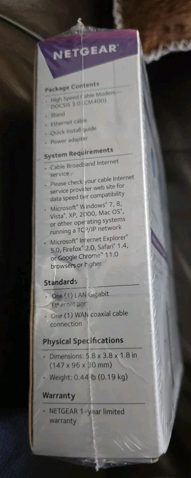 Netgear DOCSIS 30 (CM400-100NAS) 340 Mbps High Speed Cable Modem - Image 3 of 4