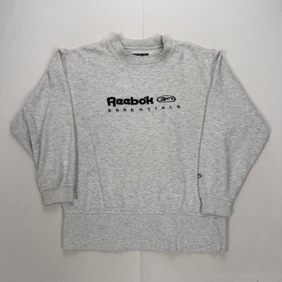 Reebok Crew Neck Sweatshirt Pullover Grau Spellout Vintage 90s Damen UK 10