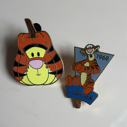 Disney Tigger Halloween Pumpkin & 1968 Tigger Enamel Pin Set (2-Piece)