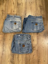 Lot Of 3 Vintage Carhartt B17 Relaxed Fit Jeans Men's 42x32 Blue Denim Distress