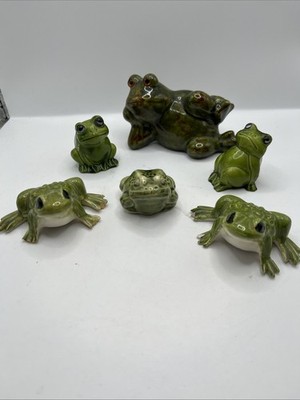 Plant Decor Collection Of 6 Frog Figurines Small