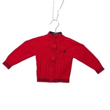 Polo Ralph Lauren 1/4 Zip Up Sweater Kids S Red Cable Knit Mock Neck Pony Logo