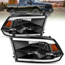 Pair Black Headlights Assembly W Led Drl For 2009-2018 Ram 1500 2500 3500