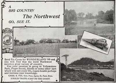 NORTHERN PACIFIC RAILWAY Red River Valley & Fort Wrangel AK 1899 Fotodruck Anzeige