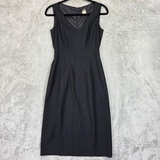 J Crew Dress Womens 4 Black Wool V Neck Sleeveless Sheath Knee Length Workwear