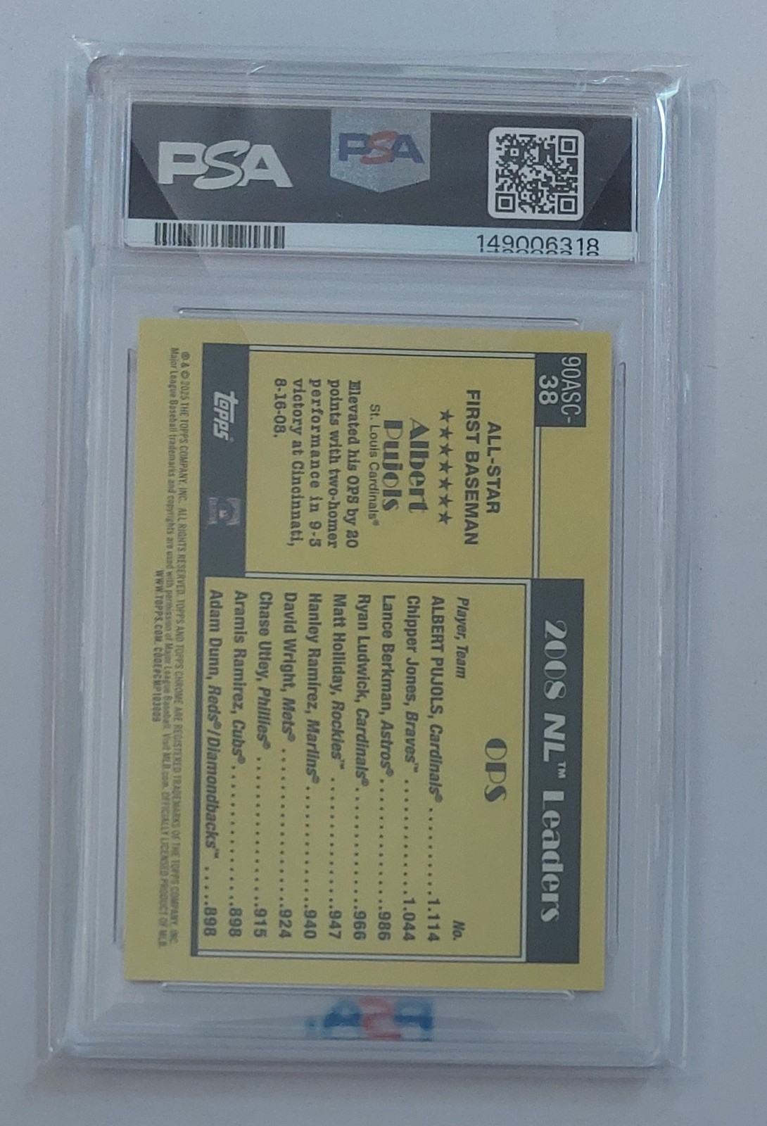 2025 Topps Chrome Silver Pack All-Stars Albert Pujols Gold /50 PSA 10 POP 1 view 2
