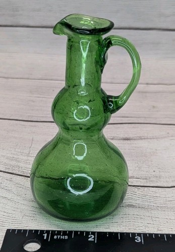 Vintage Hand Blown Syrup Pitcher Green Very Nice