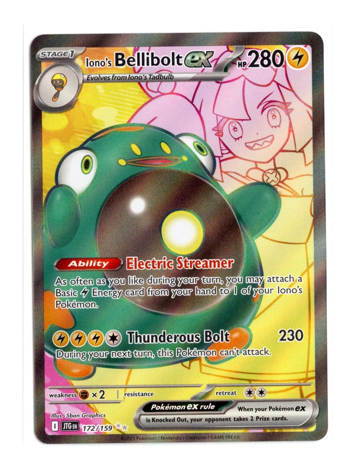 Iono's Bellibolt ex - 172/159 Ultra Rare Holo SV09: Journey Together Pokemon NM