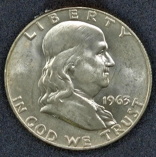 1963 D - Franklin Half Dollar - 90% SILVER - Uncirculated