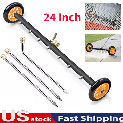 #ad 24quot; 2 in 1 Pressure Washer Undercarriage Cleaner with 7 Nozzles 3 Extension Rods $37.98