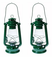 Qty=2 - Hurricane Kerosene Oil Lantern Emergency Hanging Light Lamp GREEN 12"