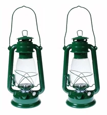 Qty=2 - Hurricane Kerosene Oil Lantern Emergency Hanging Light Lamp GREEN 12"