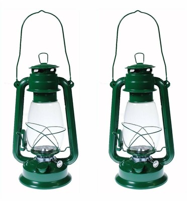 #ad Qty=2 Hurricane Kerosene Oil Lantern Emergency Hanging Light Lamp GREEN 12quot; $35.65