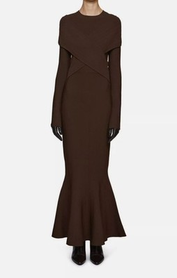 Et Ochs Women's Brown Phoenix Knit Stretch Gown Dress Size S