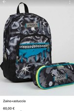 Seven Zaino scuola con astuccio coordinato grafica nera/grigia dettaglio azzurro