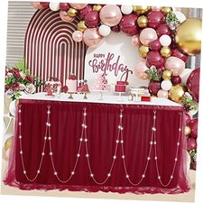 9ft Tulle Table Skirt Tutu Wedding Table Cloth for L9 ft  H30in Burgundy