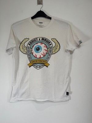 Addict x Mishka Destroy T-Shirt Herren Medium weiß Baumwolle Grafikdruck