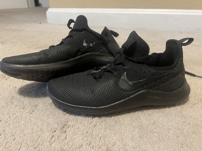 Nike Free Women s Low Top Lace-Up Black Mesh Gym Sneakers 