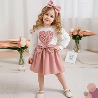 3D Floral Heart Dress & Bow Headband Set | Girls’ Fashion