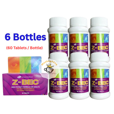 6 Bottles Z-BEC Multivitamins High Potency Formula For Adults 60 Tablets