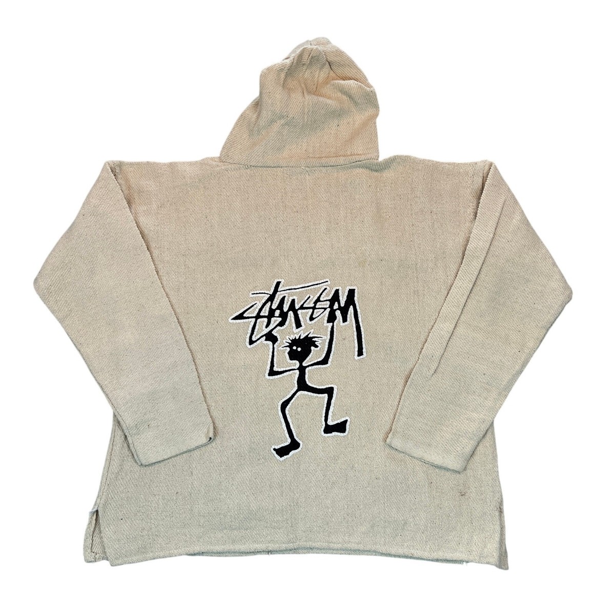 Vintage STUSSY Stickman Graphic White/Natural Baja Hoodie