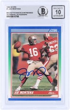 Joe Montana San Francisco 49ers Signed 1990 Score #1 Beckett Fanatics 10 Card
