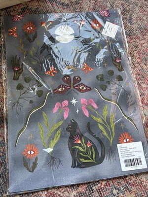 NEW Anthropologie Mystic table Runner 16x90 Cats Snake Mushrooms